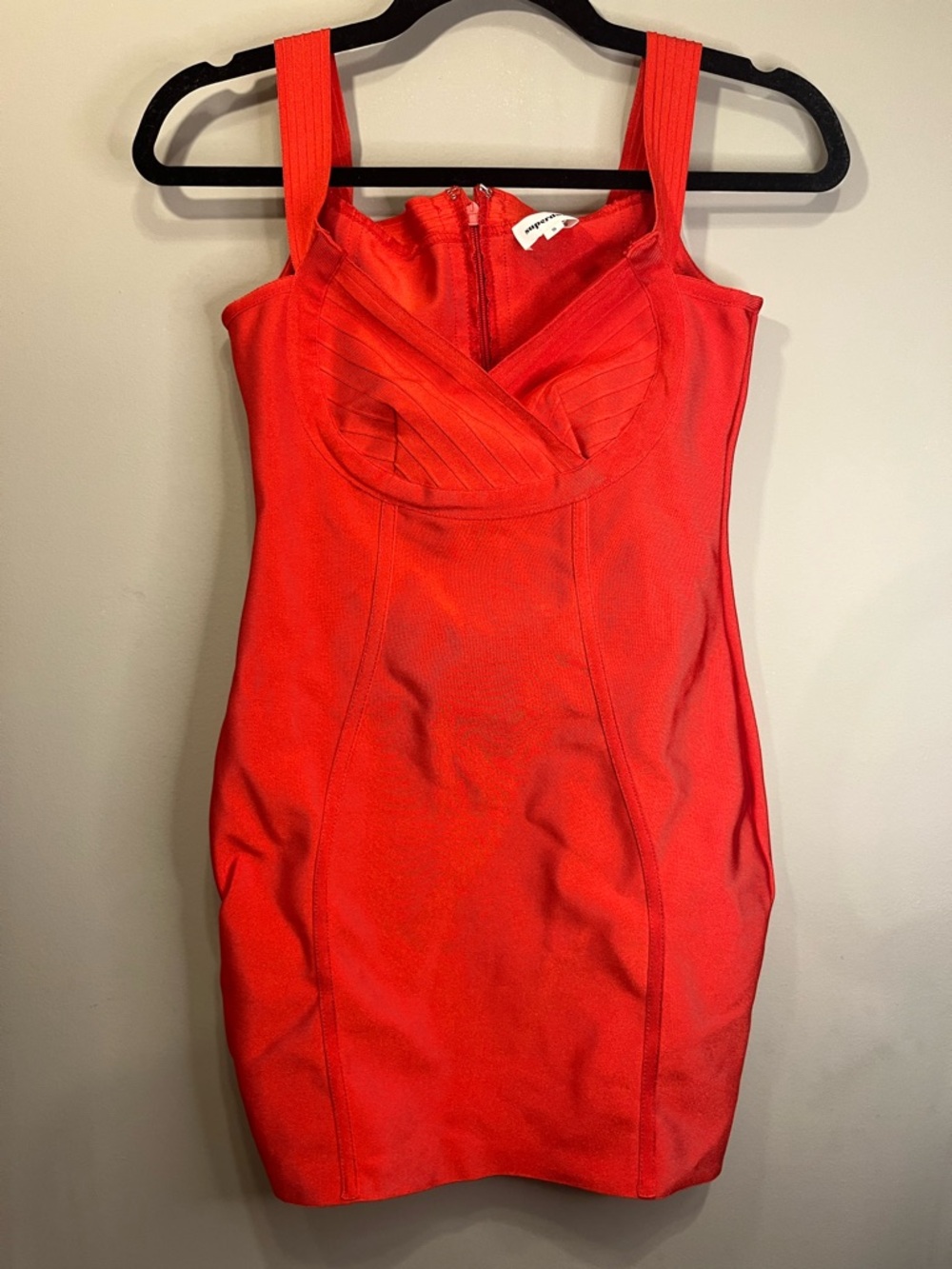superdown Red Ribbed Bust Mini Dress